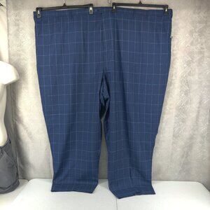 KS Signature Pants Mens 70x32 Windowpane Plaid Dress Big & Tall Polyester Rayon